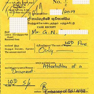 Платежка в консульстве Шри Ланки