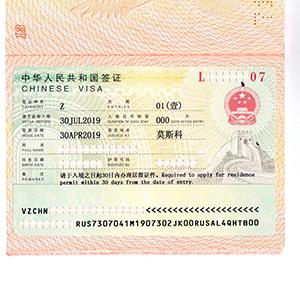 Получили рабочую визу (Z) в КНР для клиента