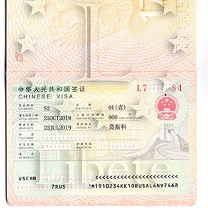 Семейная виза в КНР. Категория: S2. Сроком на 60 дней.